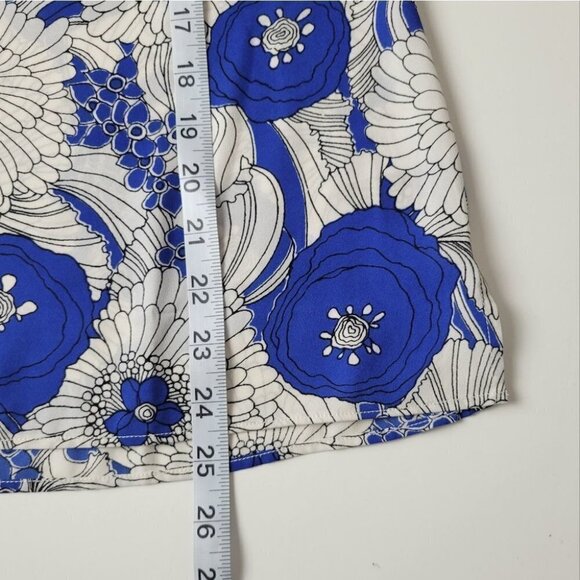 𝅺talbots Floral SS Blouse Blue White M - Picture 9 of 10
